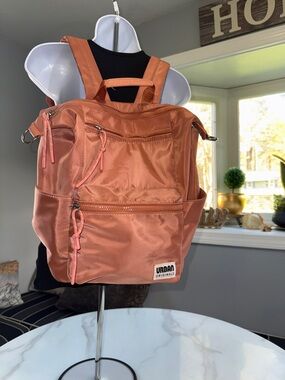 Urban Originals Coral Satin Backpack with Multiple Zips